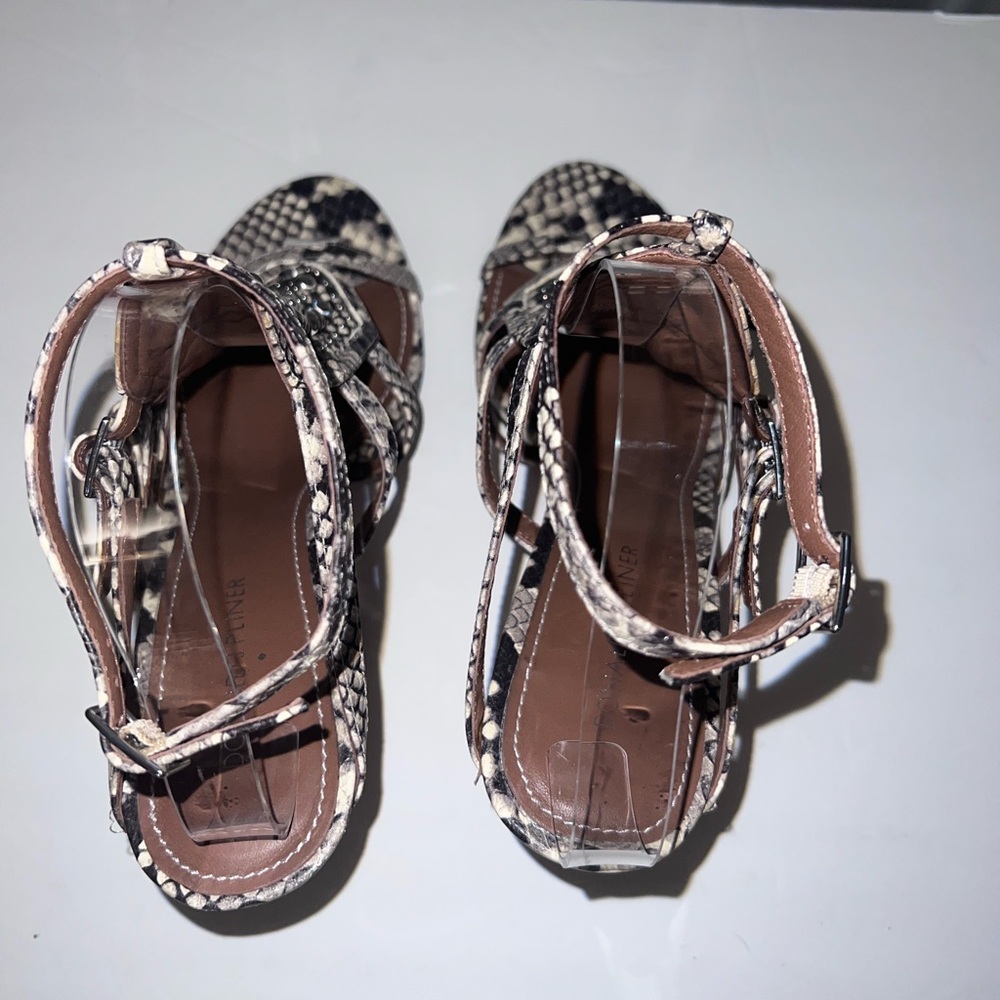 Donald J Pliner Tenasp Leather Snakeskin Strappy Heels - Picture 8 of 12